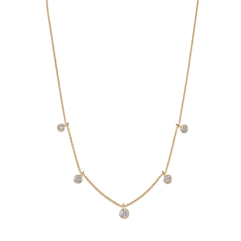 Luxe Collection Certified Lab Grown Diamond Dangle Station Necklace in 14K Yellow Gold, 2.0 tcw