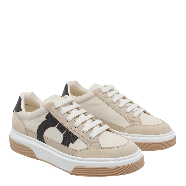 Ferragamo Sneakers Stone Calf Leather/rubber Sole - Men