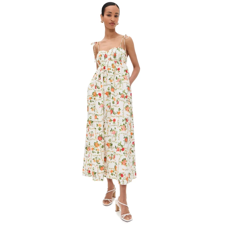 Line & Dot Anisa Maxi Dress White Multi L