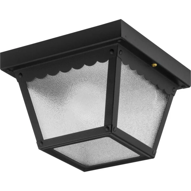Black One Light Outdoor Flush Mount from the Ceiling Mount Collection