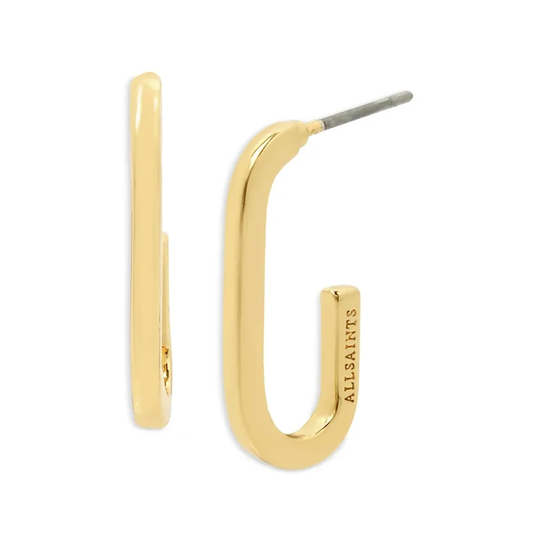 Allsaints Small Open Oval Hoop Earrings in Silver Tone or Gold Tone
