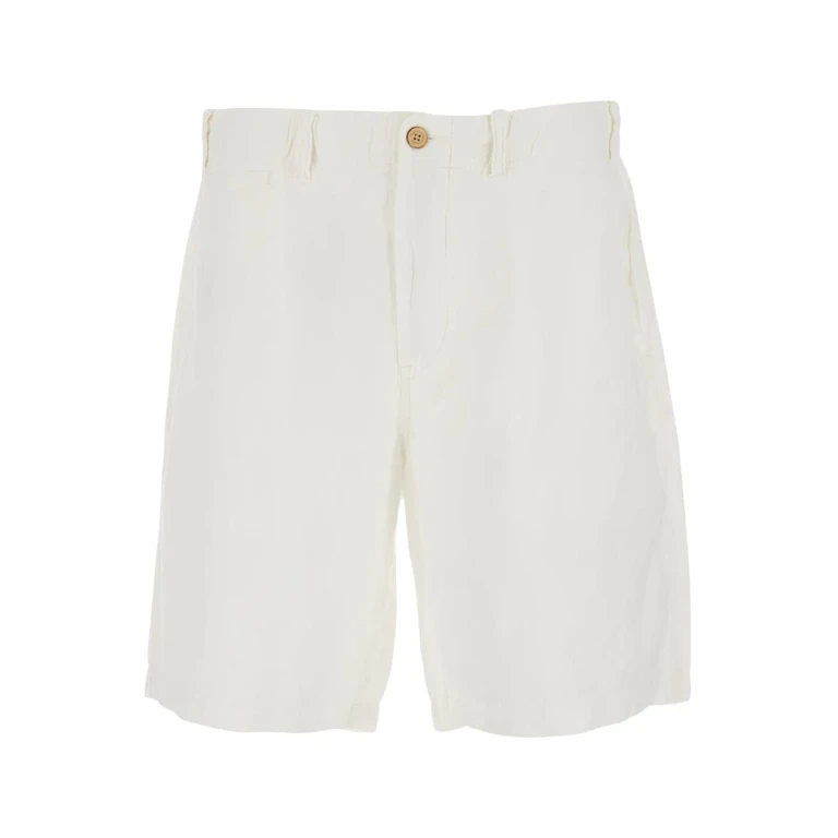 Polo Ralph Lauren White Bermuda Shorts In Linen For Men