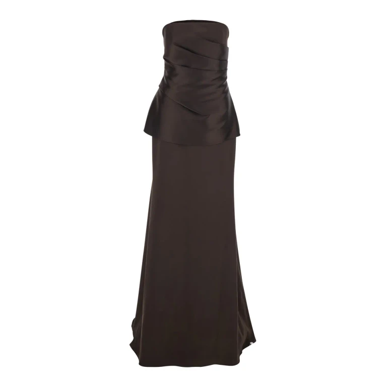 Solace London Alia Maxi Dress - Brown - Long Dress With V-neck And Long Sleeves - Made Of Polyester - Women