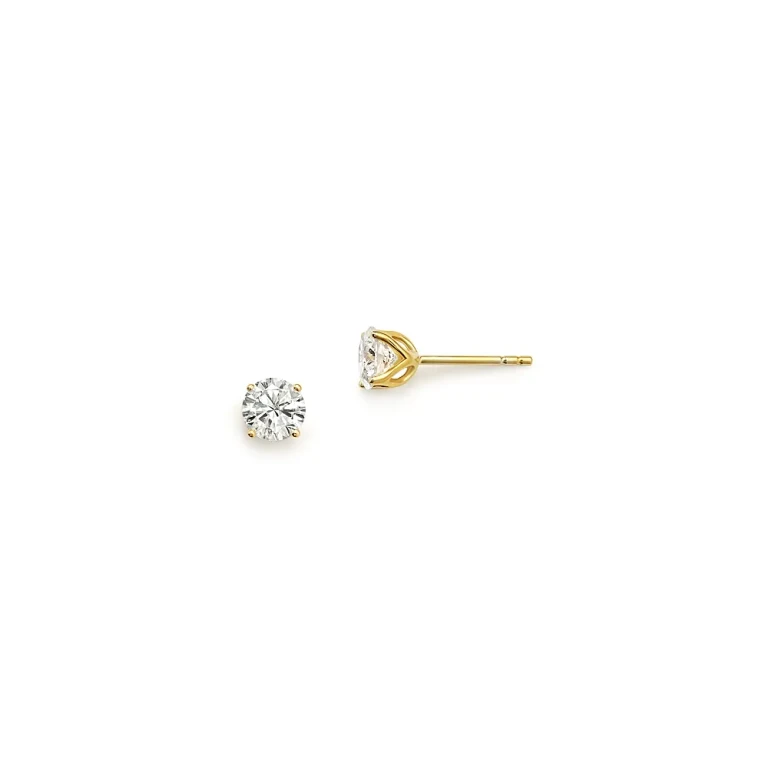Diamond Round Tulip Stud Earrings in 14K Yellow Gold, 0.75 tcw