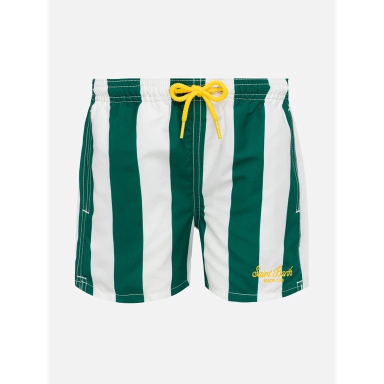 Mc2 Saint Barth Jean Mid-Length Swim Shorts With Striped Print White Swimshort