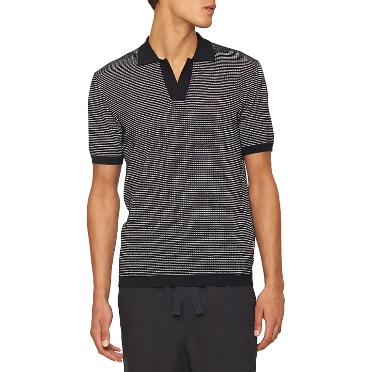 Orlebar Brown Roddy Two Tone Waffle Knit Mesh Classic Fit Polo Shirt