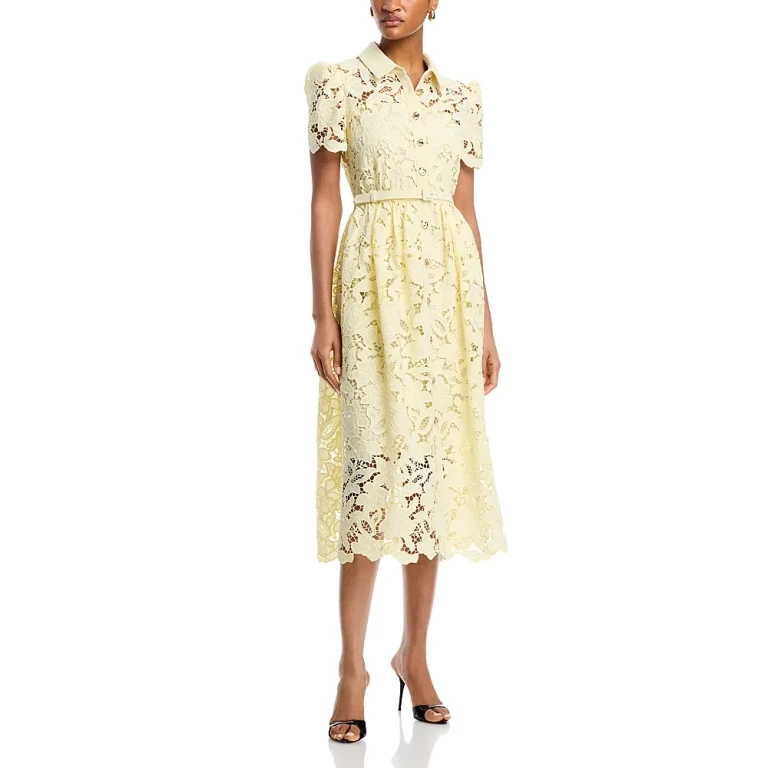 Self-Portrait Lace Collared Midi Dress