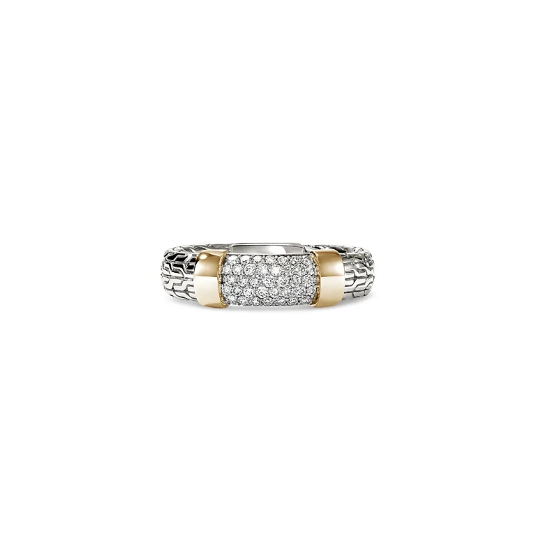 John Hardy 14K Yellow Gold & Sterling Silver Jh Essentials Diamond Pave Band