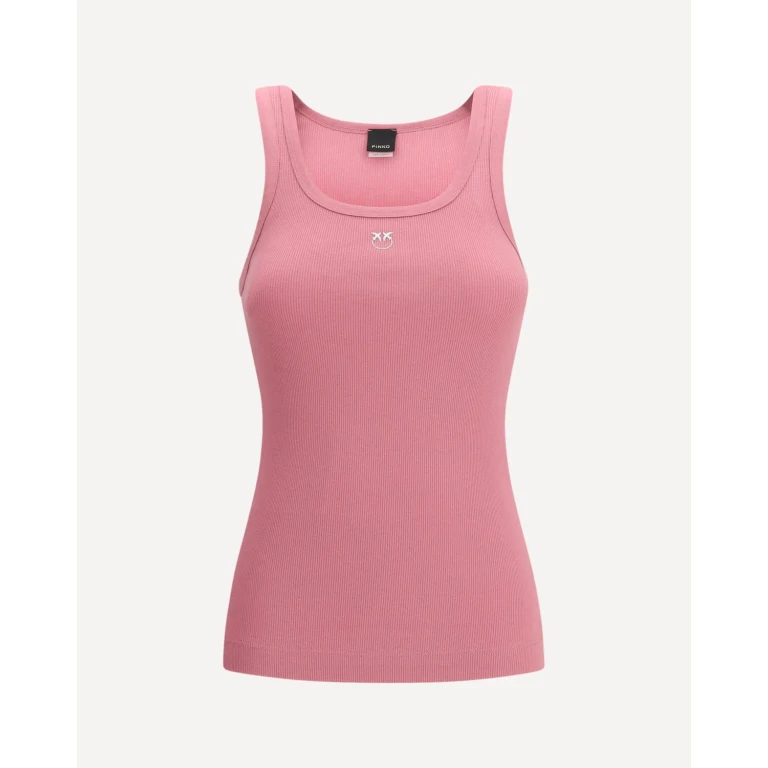 PINKO Ribbed tank Top with Love Birds logo Female S