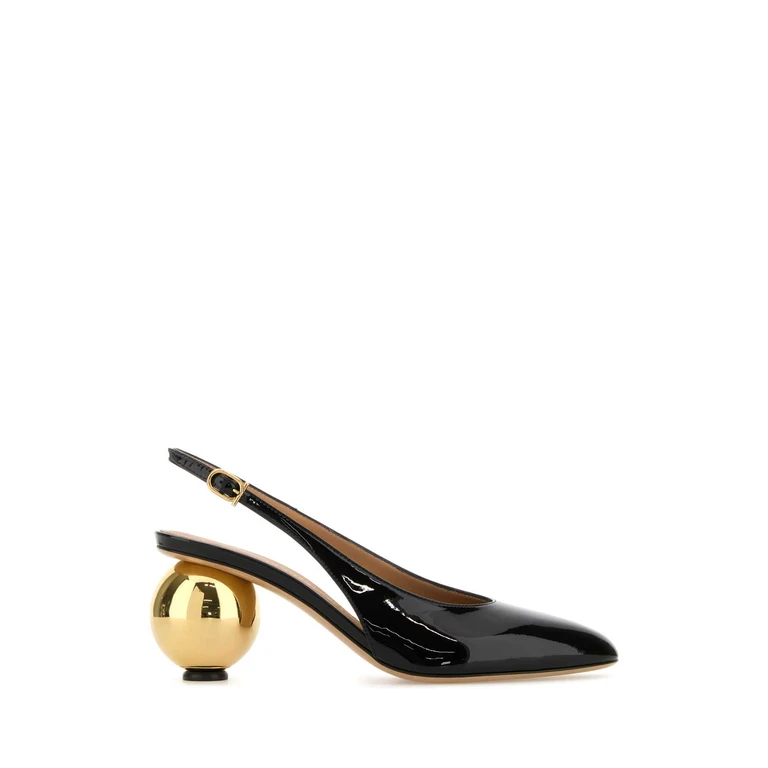 Ferragamo Black Leather Tessie 70 Pumps