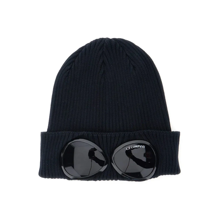C. P. Company Blue Hat With Goggle Detail On Front In Cotton Man