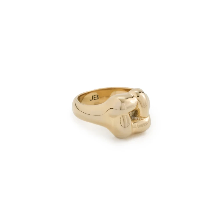 JENNY BIRD Woven Square Signet Ring High Polish Gold 5
