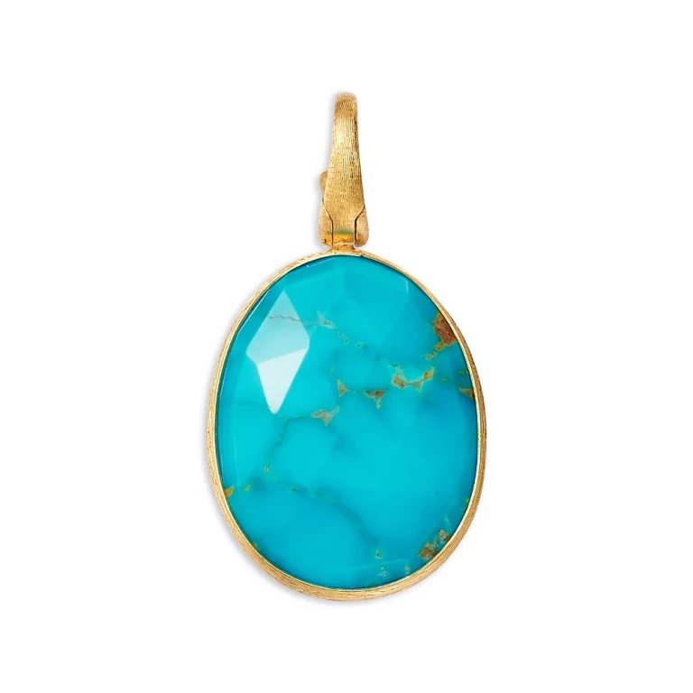 Marco Bicego 18K Yellow Gold Lunaria Color Turquoise Oval Pendant
