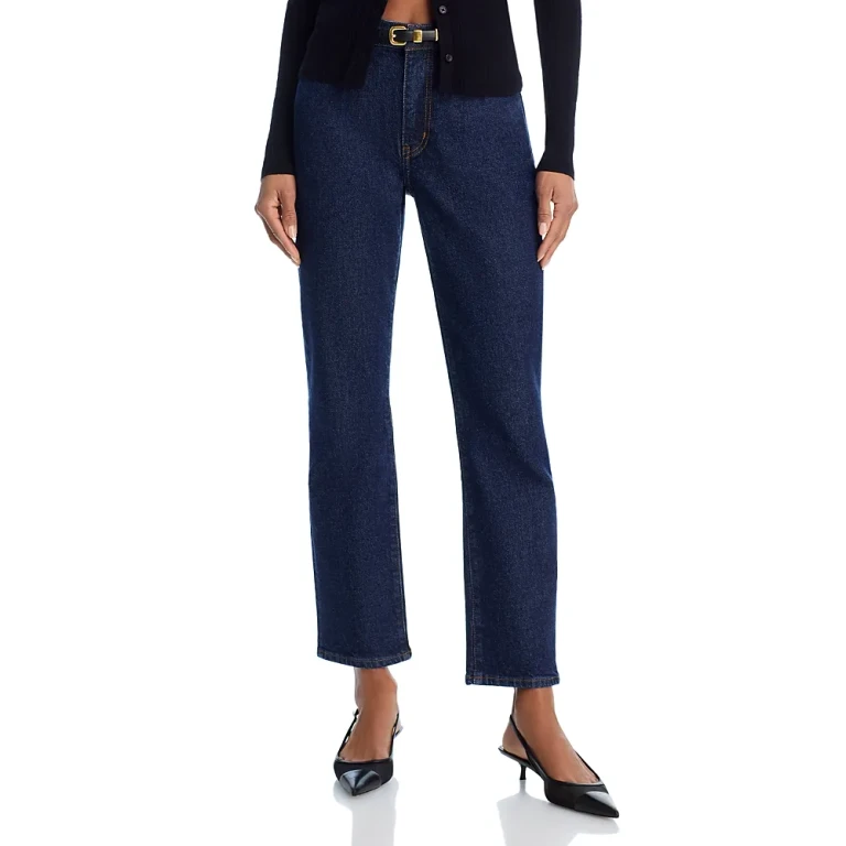 Frame The Borrowed High Rise Ankle Slim Straight Jeans in Dolly