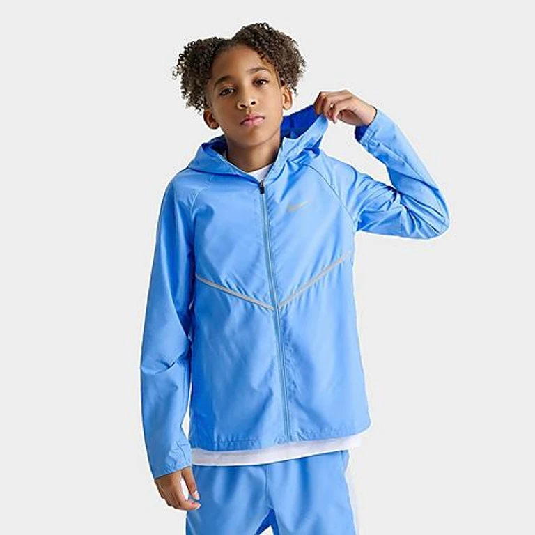 Nike Big Kids Miler Training Jacket in University Blue/Reflective Silver Size: Small