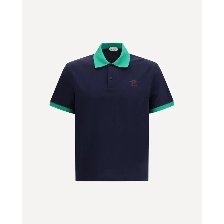 VERSACE Polo in cotton piqué with embroidery Male S