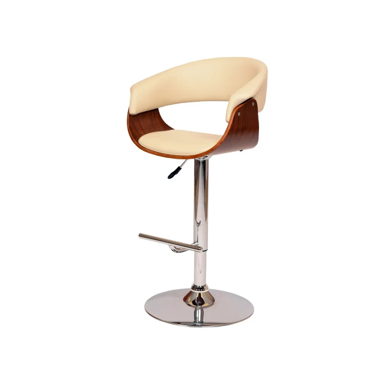Paris Cream and Walnut Adjustable Swivel Bar Stool
