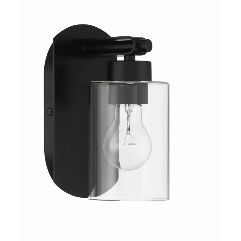 Flat Black One Light Wall Sconce from the Hendrix Collection