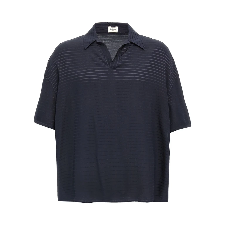 Saint Laurent Blue Silk Polo Shirt - Men