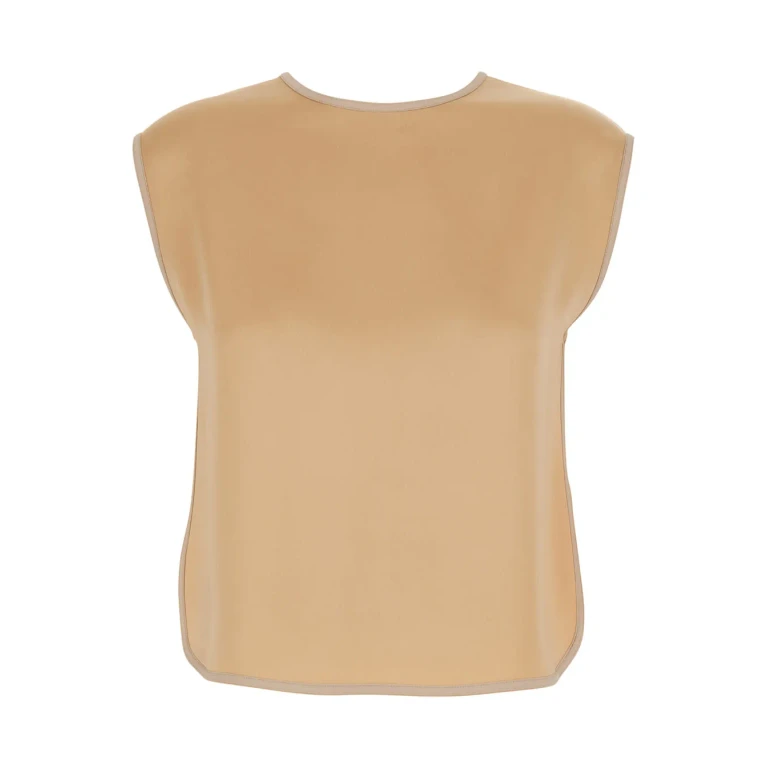 Forte_Forte Beige Sleeveless Top With V-neck On The Back In Viscose Blend Women