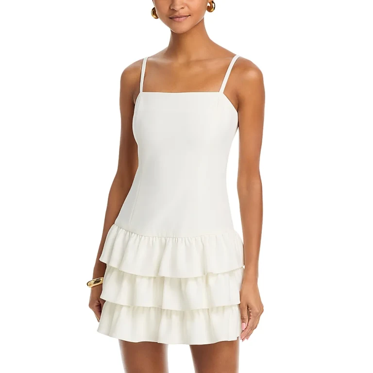 French Connection Whisper Ruffle Hem Mini Dress