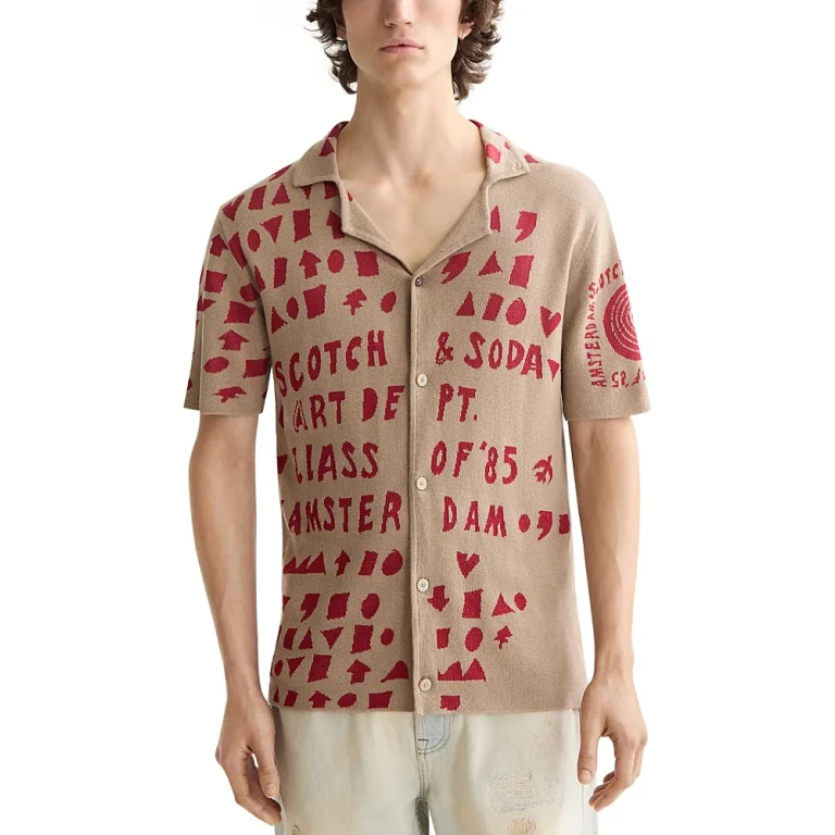 Scotch & Soda Jacquard Knitted Camp Shirt