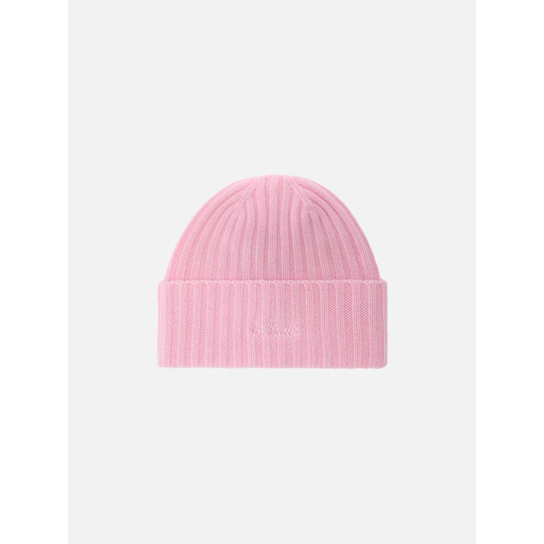 Mc2 Saint Barth Wengen Beanie Pink Cashmere With St. Barth Embroidery On The Turn-Up Hat - Unisex