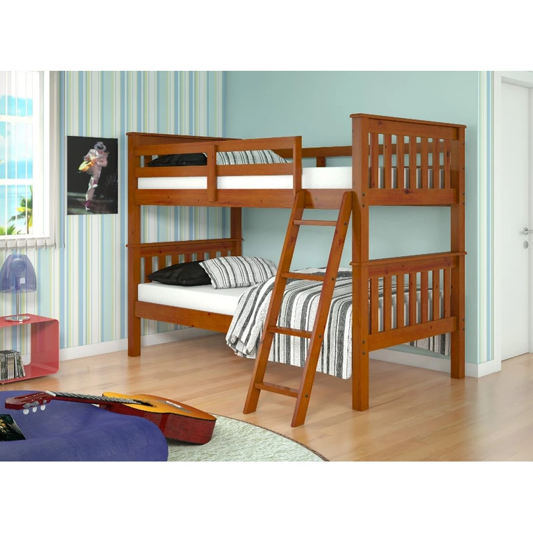 Mission Light Brown Twin-over-Twin Bunk Bed