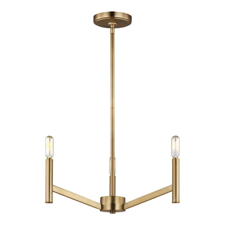 Vector 3-Light Contemporary Chandelier in Satin Brass