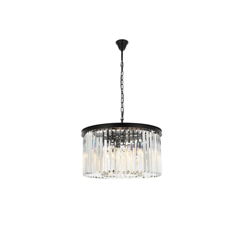 Matte Black Eight Light Chandelier from the Sydney Collection