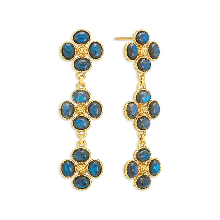 Capucine De Wulf Blue Labradorite Berry Clover Linear Earrings