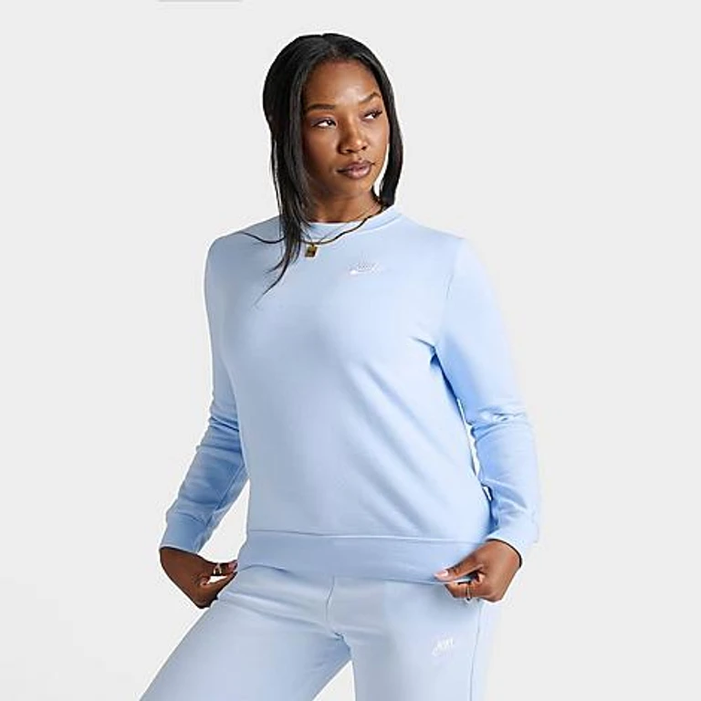 Nike Women's Sportswear Club Fleece Crewneck Sweatshirt in Celestine Blue Size: XS