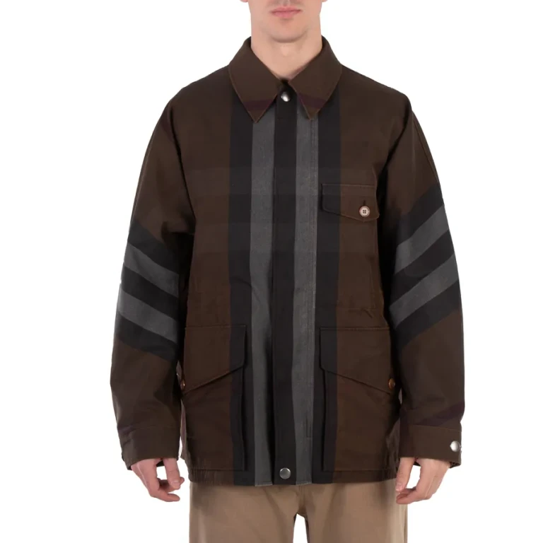 Burberry Dark Birch Brown Check Cotton Blend Field Jacket
