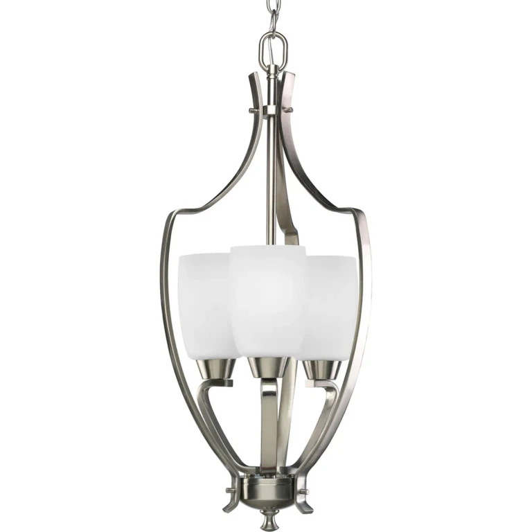 Brushed Nickel Three Light Foyer Pendant from the Wisten Collection