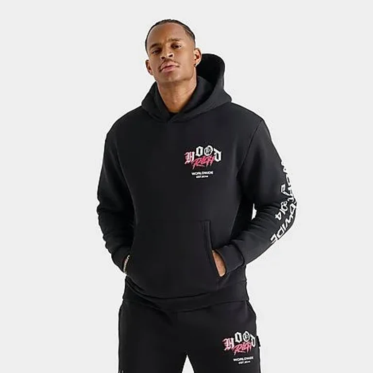 Hoodrich Men's Vertigo Hoodie in Black/Grey/Pink Size: Small