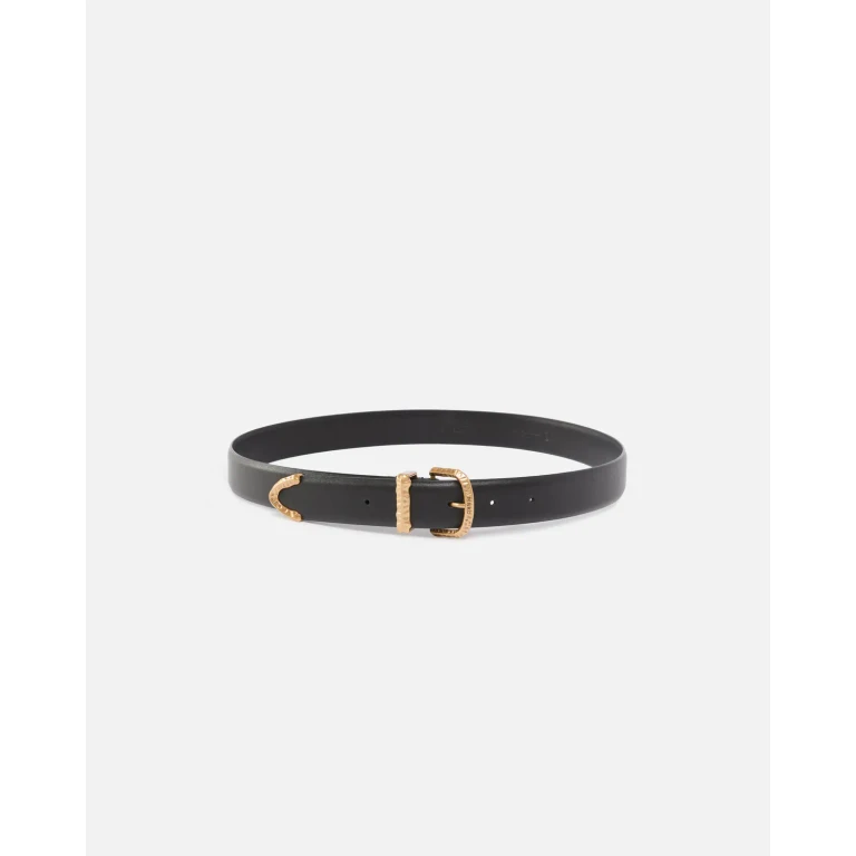 Pinko - Ceinture en cuir avec finitions dorées 3 cm - S