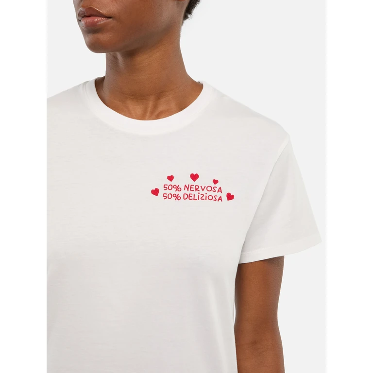 Mc2 Saint Barth Emilie Cotton T-Shirt With 50 Nervosa Deliziosa Embroidery White - Women