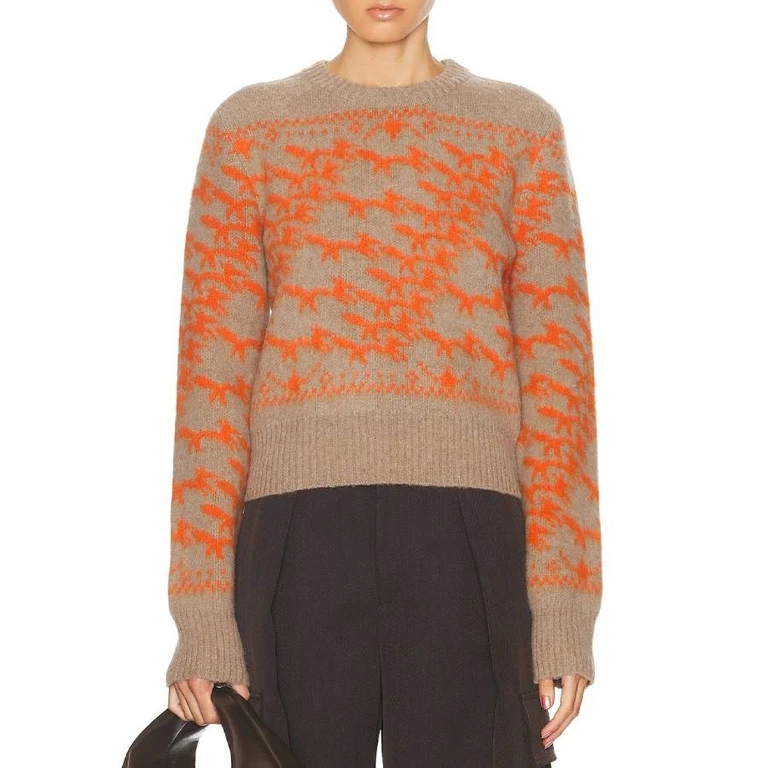 Burberry Cropped Fox Jacquard Wool Sweater
