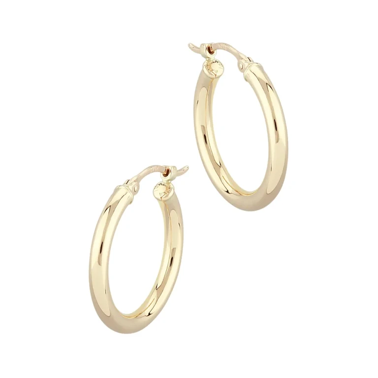 Small Tube Hoop Earrings in 14K Yellow Gold