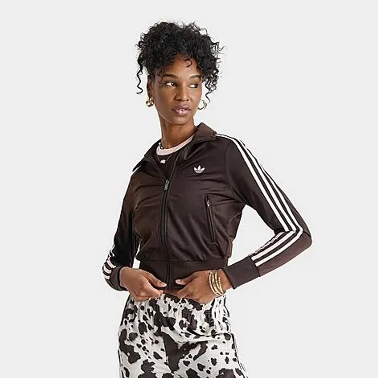 adidas Women's Originals adicolor Classic Firebird Track Top in Aurora Coffee/Sandy Pink Size: XS
