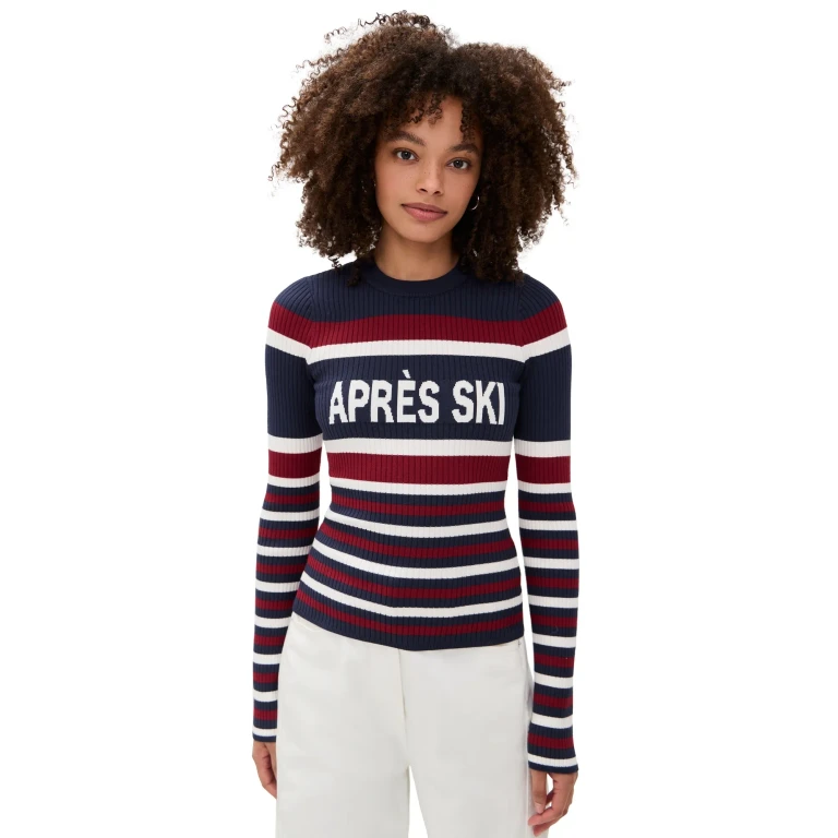 Show Me Your Mumu Slopes Sweater Navy Apres Ski Stripe XL