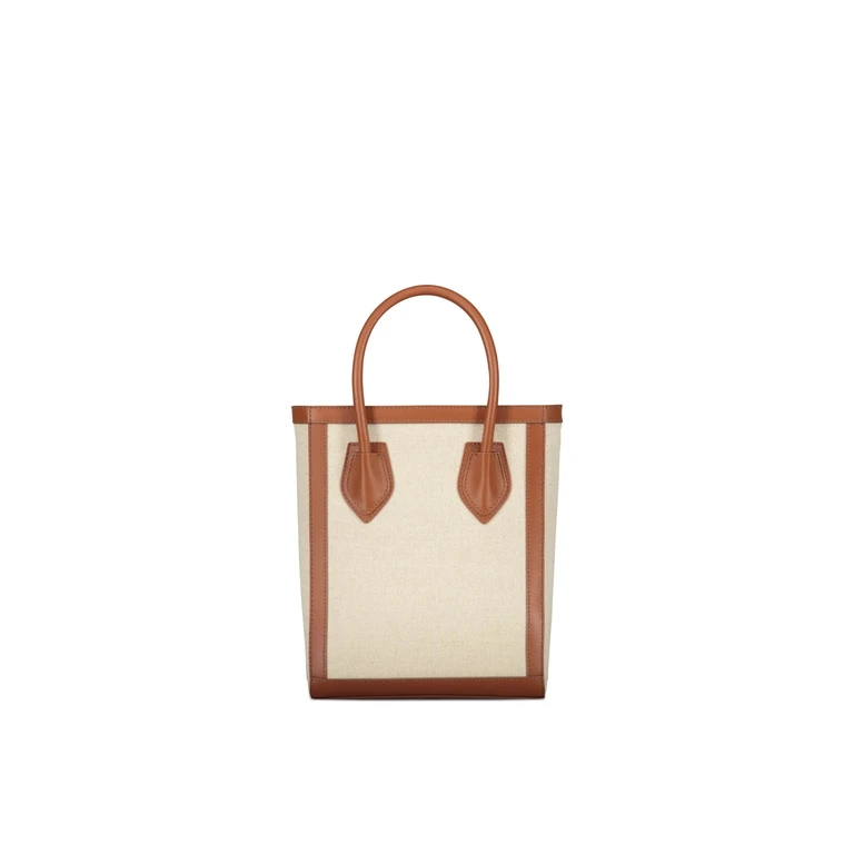 Balmain Logo Tote Bag Brown Cotton Linen - Women