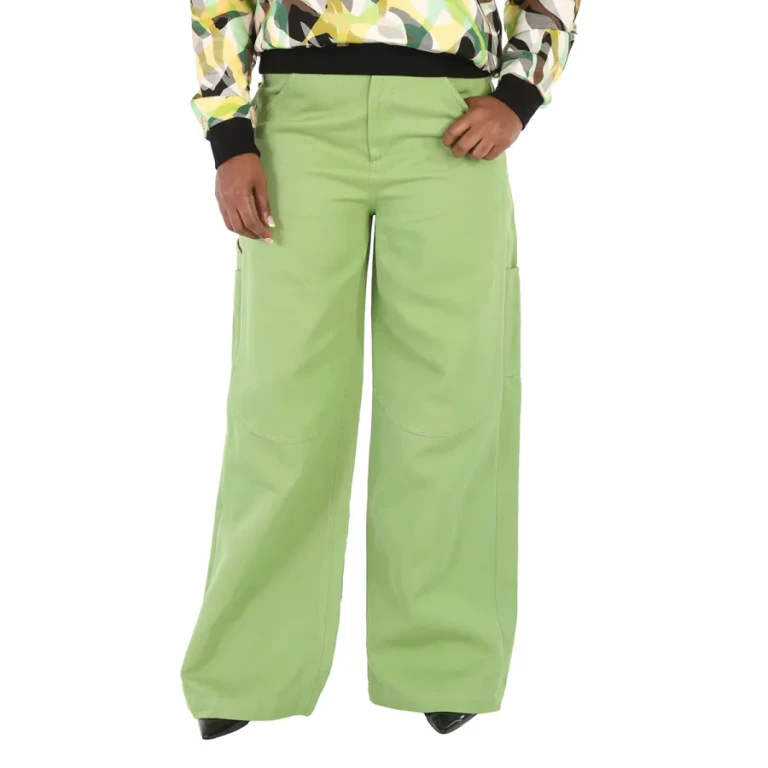 Ladies Green Cotton Ramie Blend Genaro Trousers