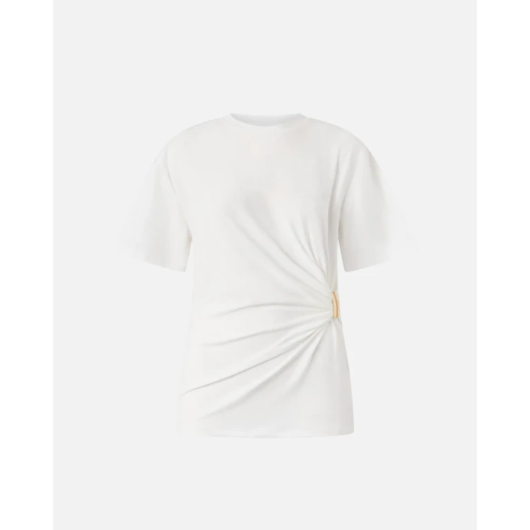 Pinko Camiseta con drapeado y detalle dorado