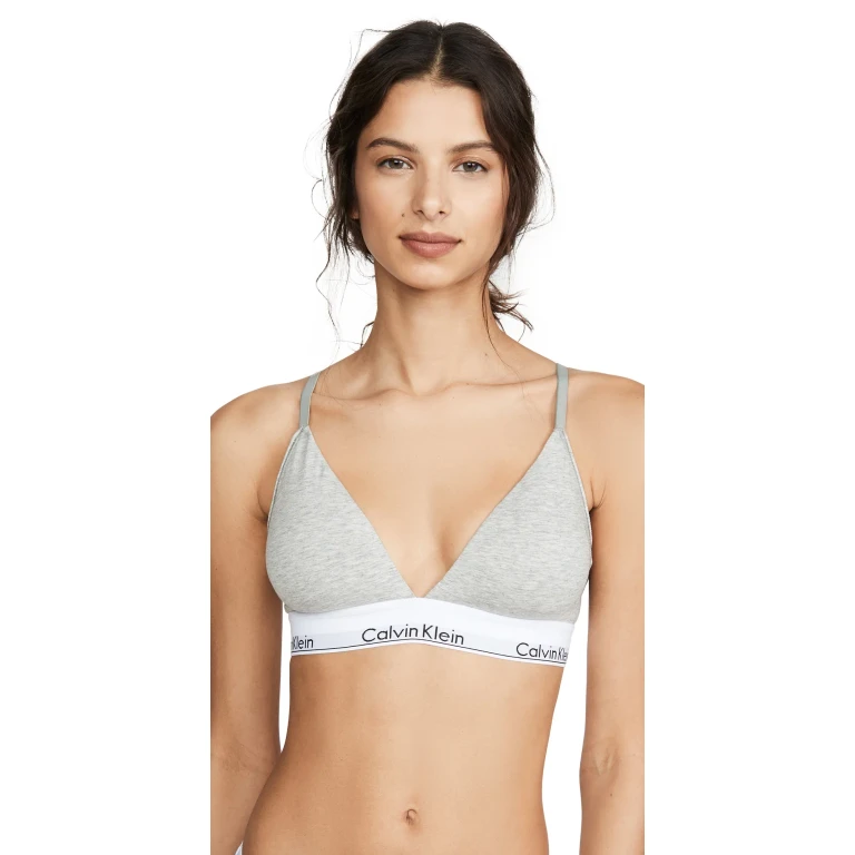 Calvin Klein Underwear Modern Cotton Lightly Lined Triangle Bralette Grey L