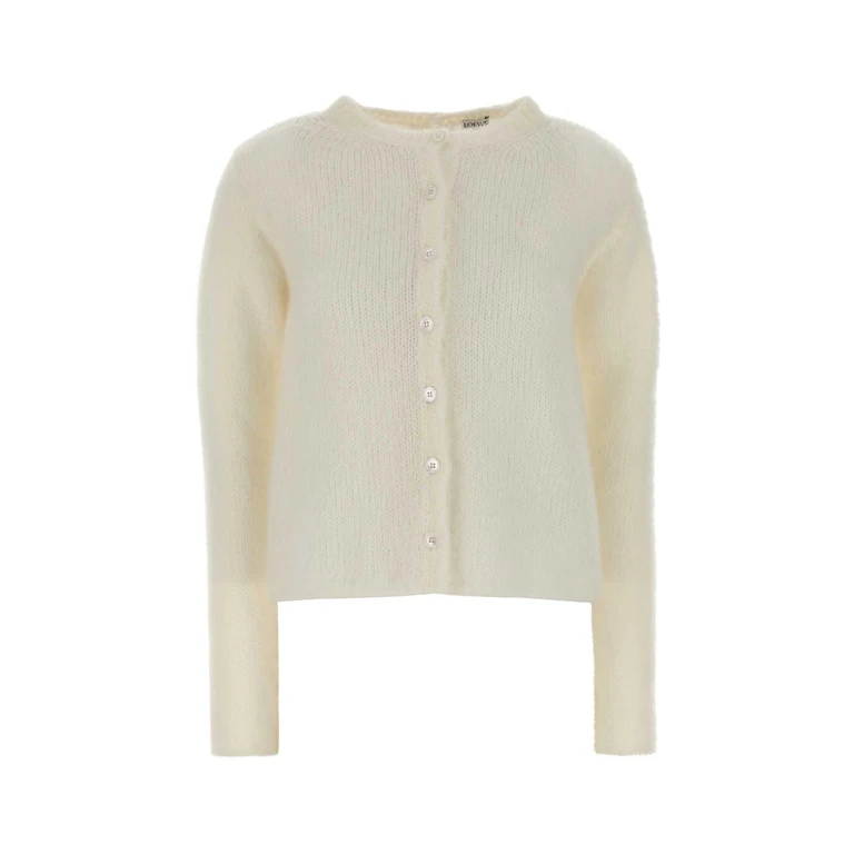 Loewe Ivory Stretch Mohair Blend Cardigan White Maglieria - Women