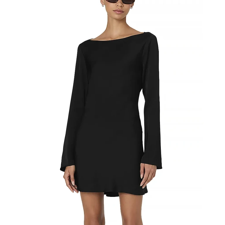 French Connection Ennis Satin Bell Sleeve Mini Dress