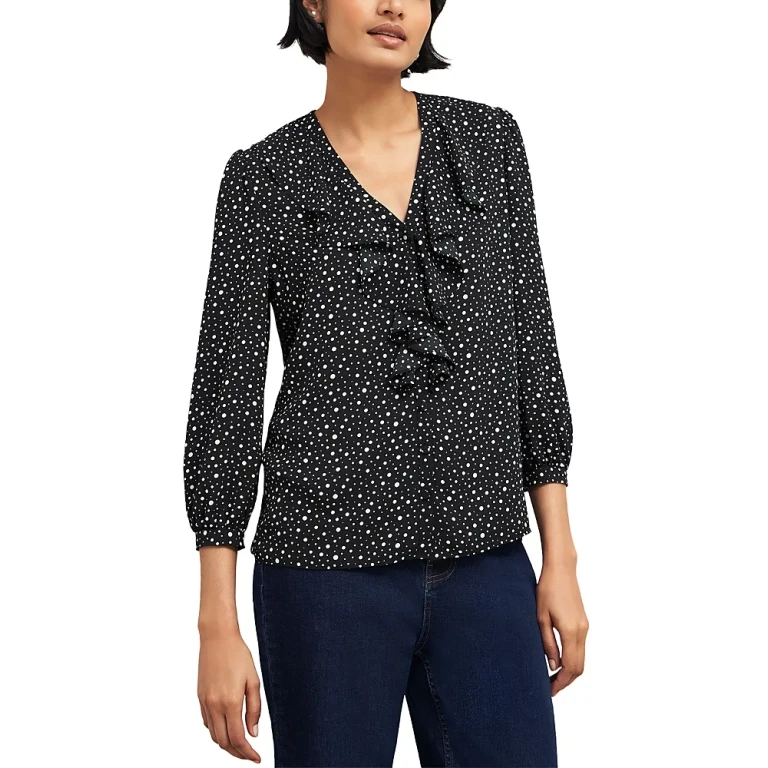 Hobbs London May Ruffle Front Blouse