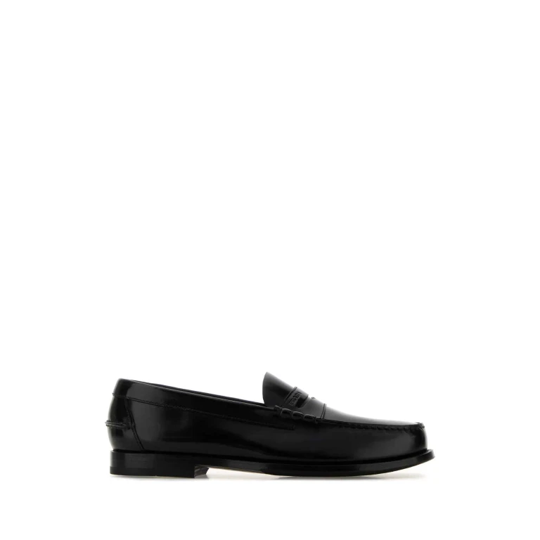 Prada Black Leather Loafers Nero Mocassini - Men