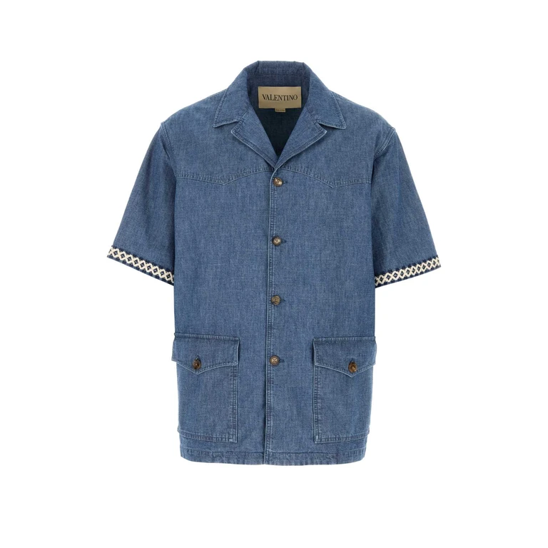 Valentino Garavani Denim Shirt Mediumbluedenim Cotton Camicie - Men